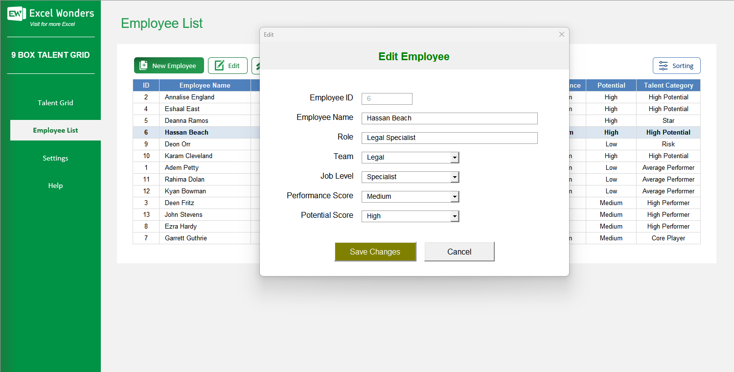 9 Box Talent Grid Excel Template Image 4