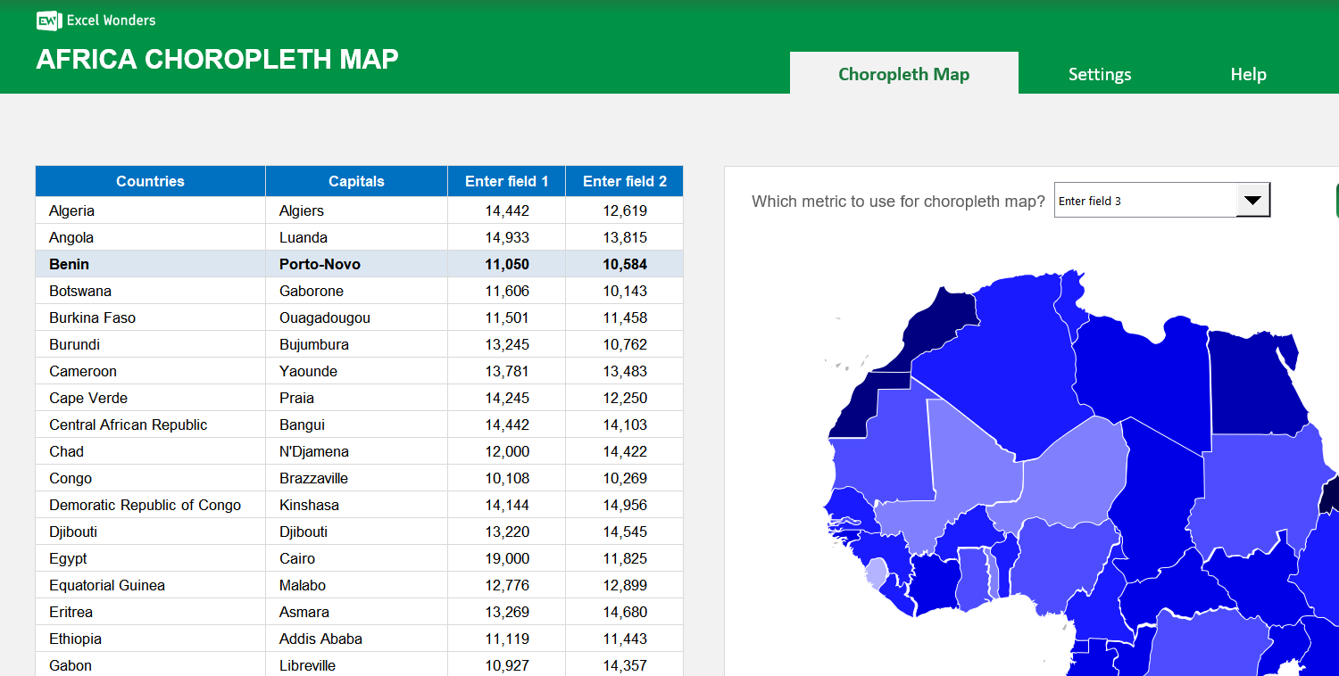 africa-choropleth-map-excel-template main image