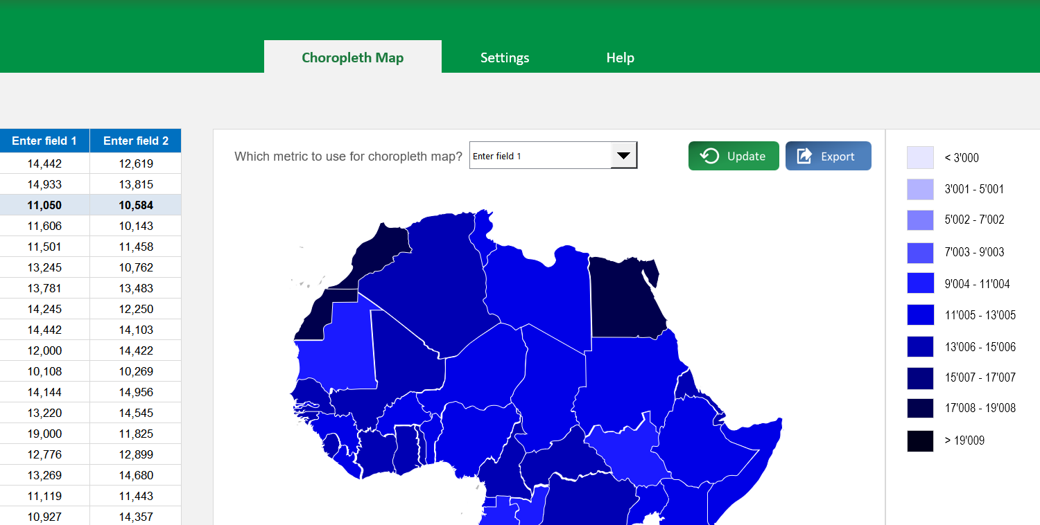 Africa Choropleth Map Excel Template Image 3