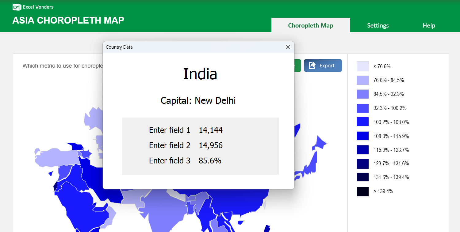 Asia Choropleth Map Excel Template Image 3