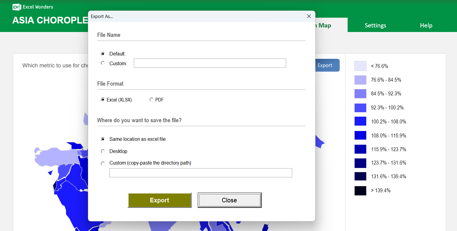 Asia Choropleth Map Excel Template Image 5