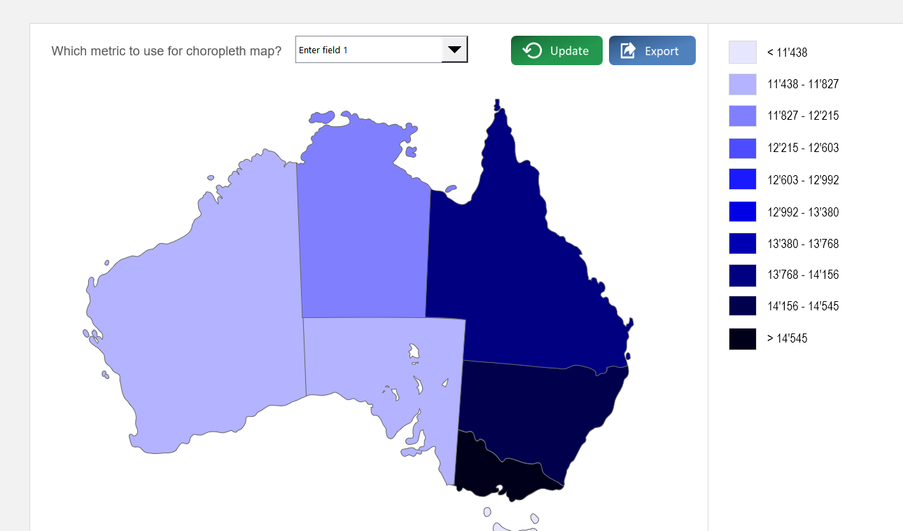 Australia Choropleth Map Excel Template Default Image thumbnail image
