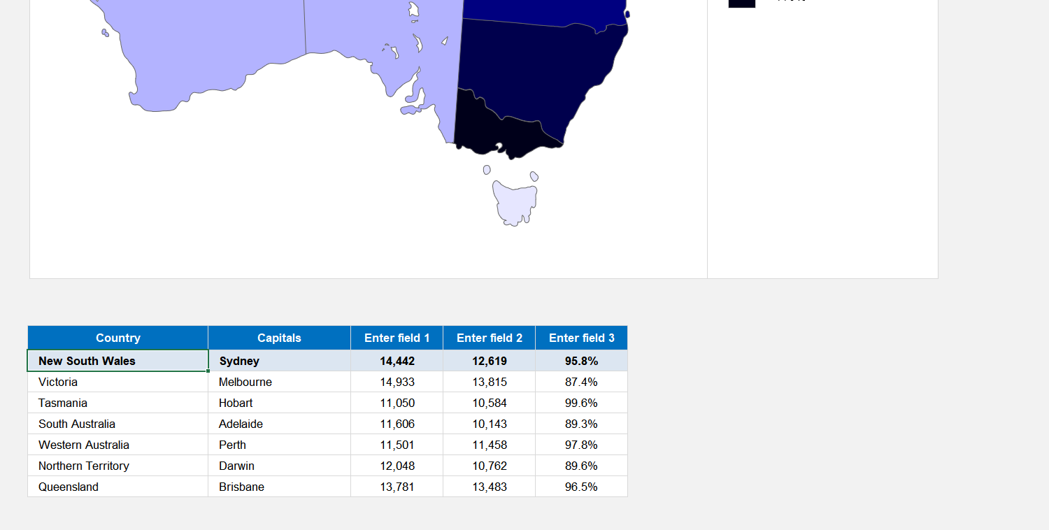 Australia Choropleth Map Excel Template Image 5