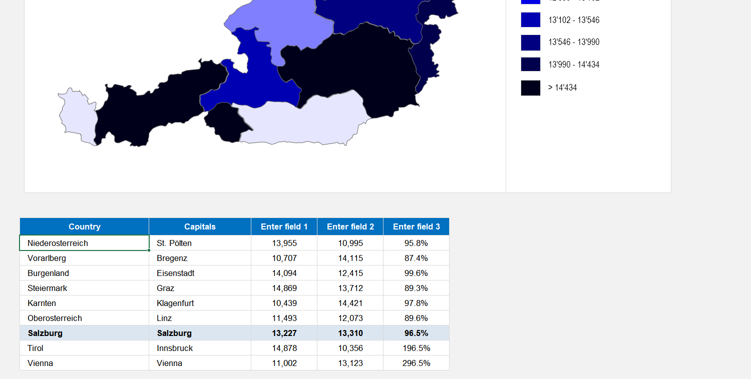 Austria Choropleth Map Excel Template Image 4