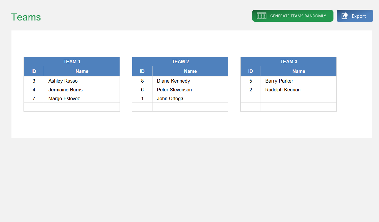 Automatic Team Generator Excel Template Default Image thumbnail image