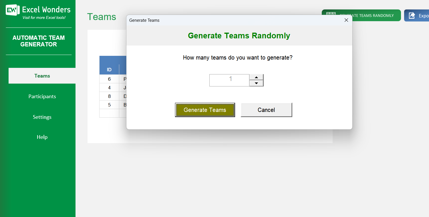 Automatic Team Generator Excel Template Image 3