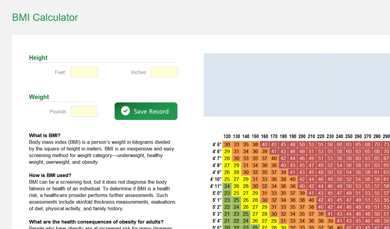 BMI Calculator and Tracker Excel Template Default Image thumbnail image