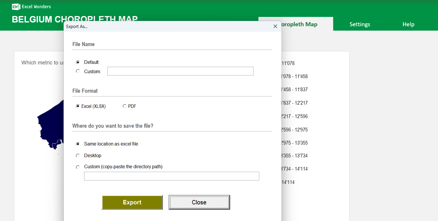 Belgium Choropleth Map Excel Template Image 5
