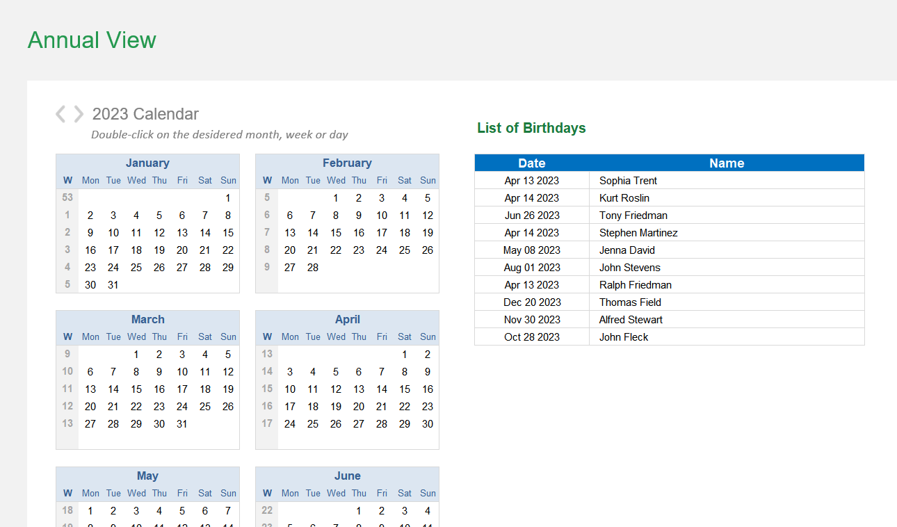 Birthday Tracking Excel Template Default Image thumbnail image