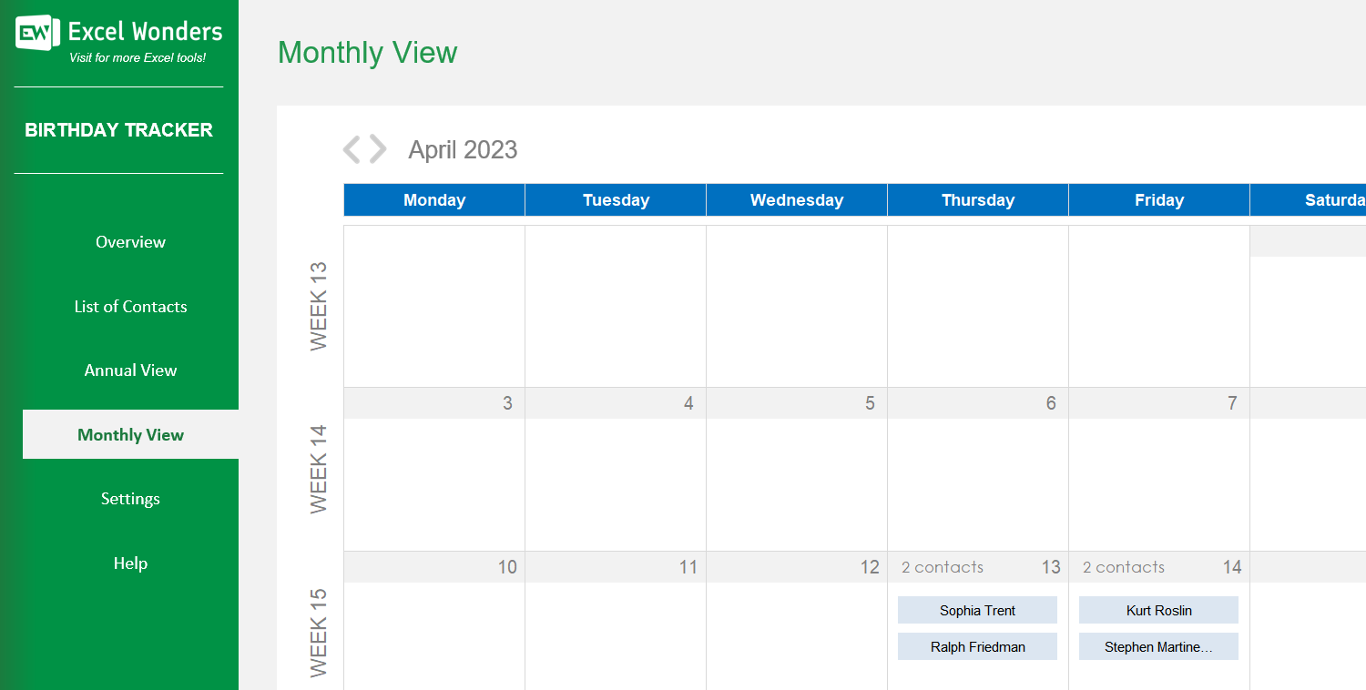 Birthday Tracking Excel Template Image 3