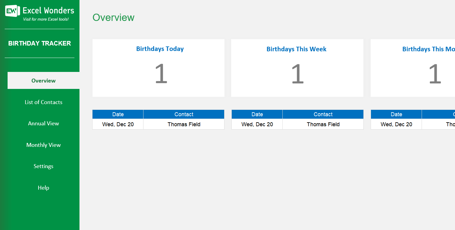 Birthday Tracking Excel Template Image 4