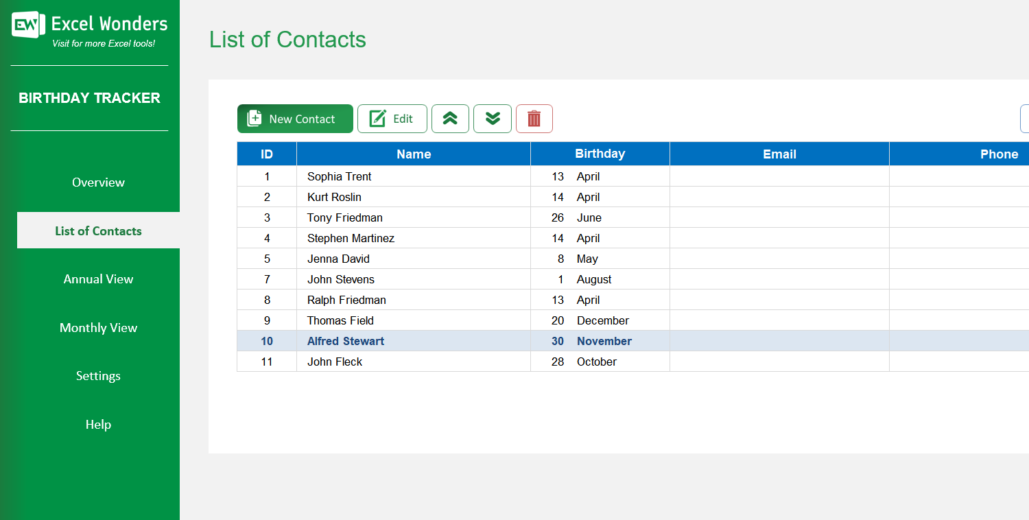 Birthday Tracking Excel Template Image 5
