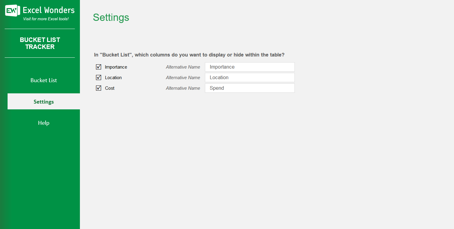 Bucket List Tracking Excel Template Image 4