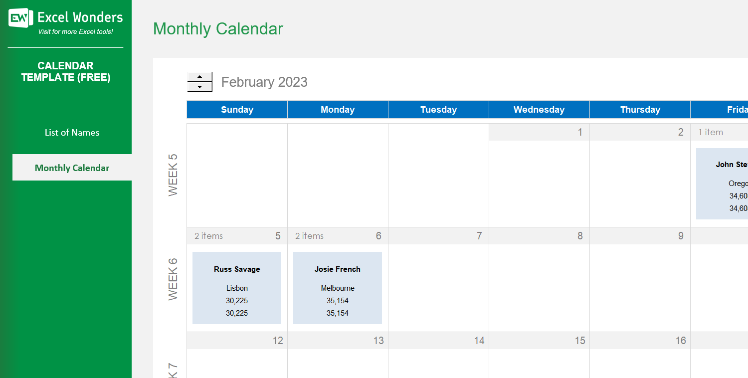 Calendar Excel Template Image 3