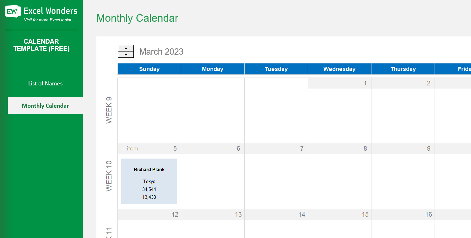 Calendar Excel Template Image 4