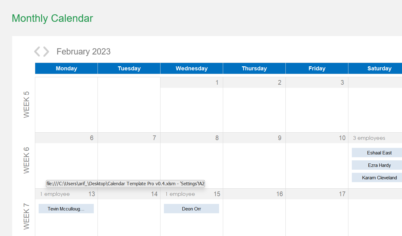 Calendar Pro Excel Template Default Image thumbnail image