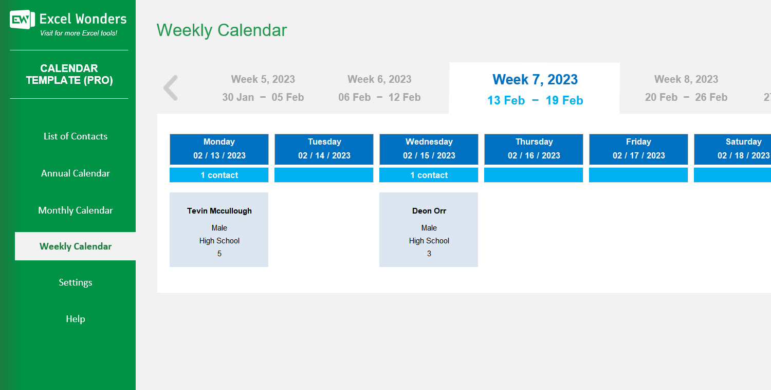 Calendar Pro Excel Template Image 5