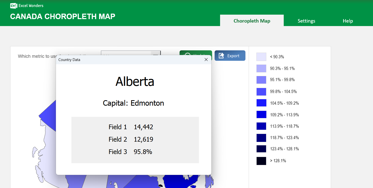 Canada Choropleth Map Excel Template Image 3