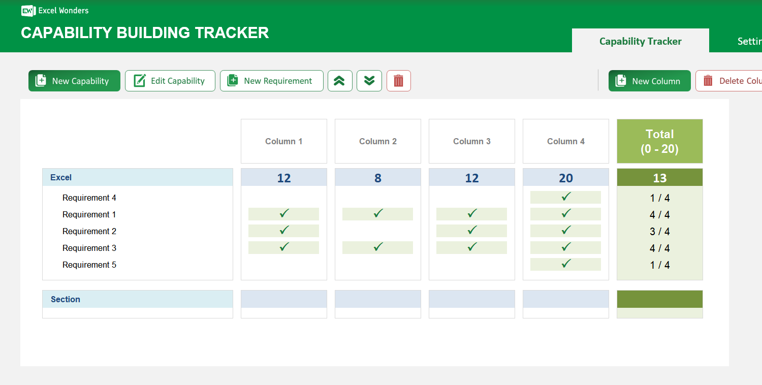 Capability Building Tracker Excel Template Image 3