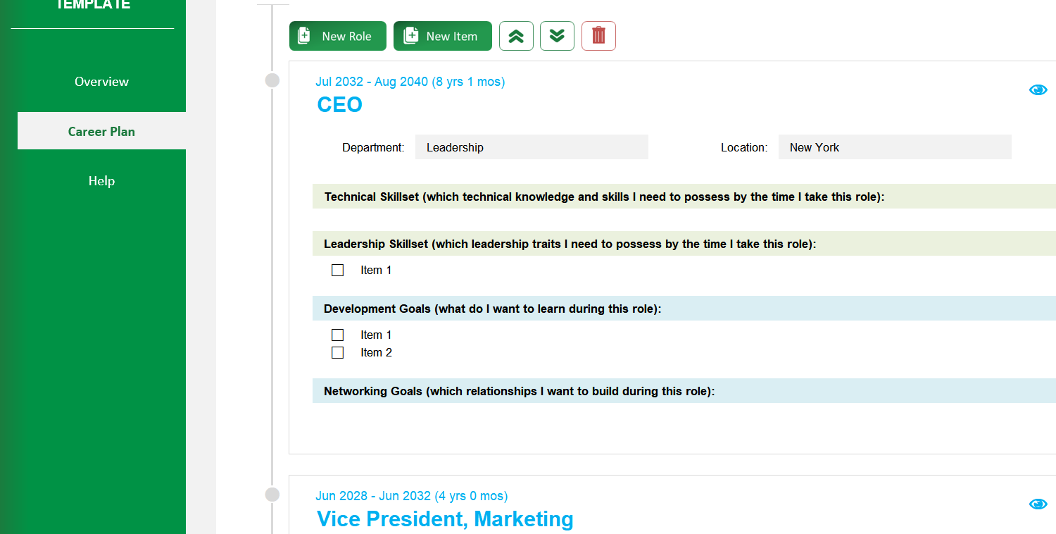 Career Planning Excel Template Image 4