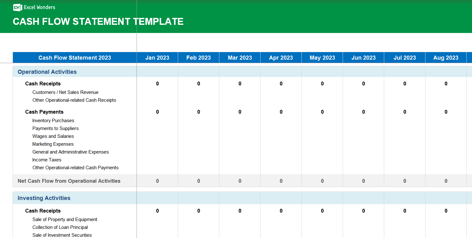 Cash Flow Statement Excel Template Image 3