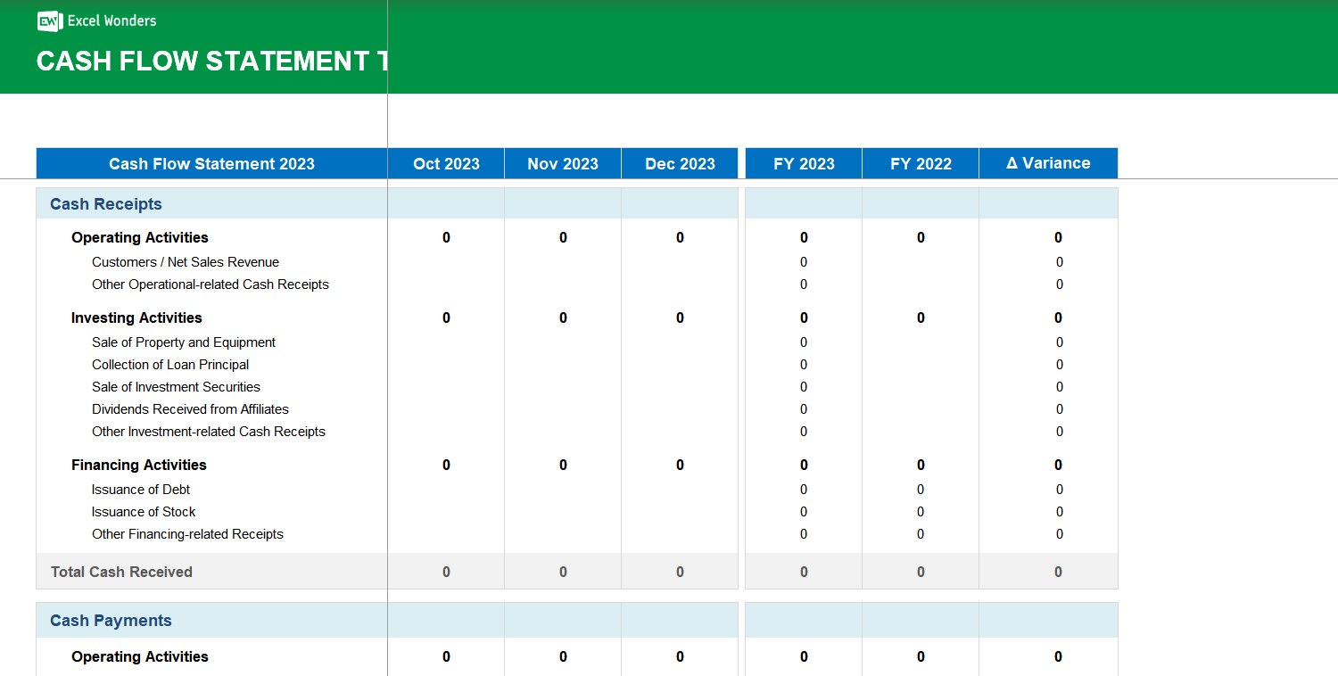 Cash Flow Statement Excel Template Image 4
