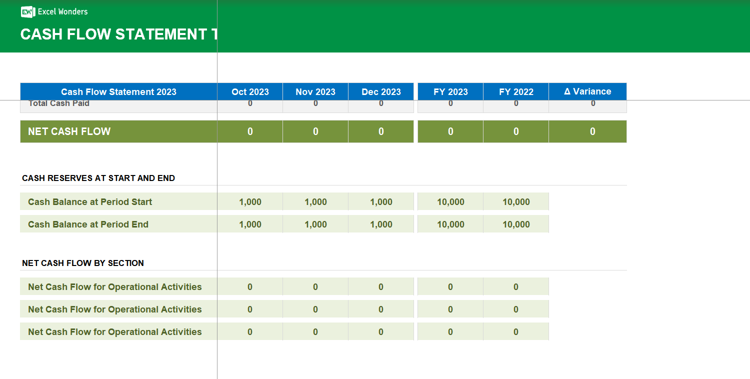 Cash Flow Statement Excel Template Image 5
