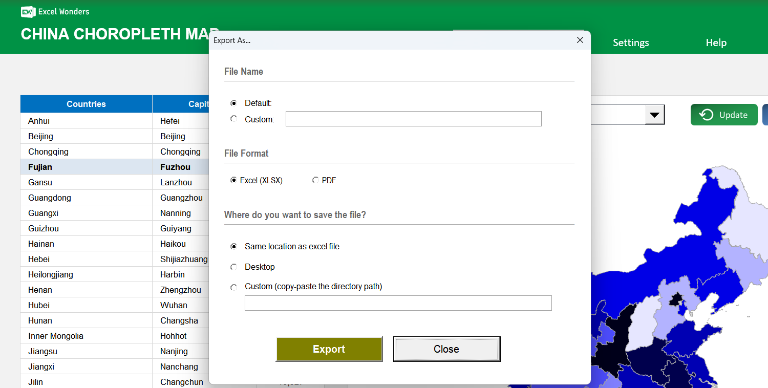 China Choropleth Map Excel Template Image 5