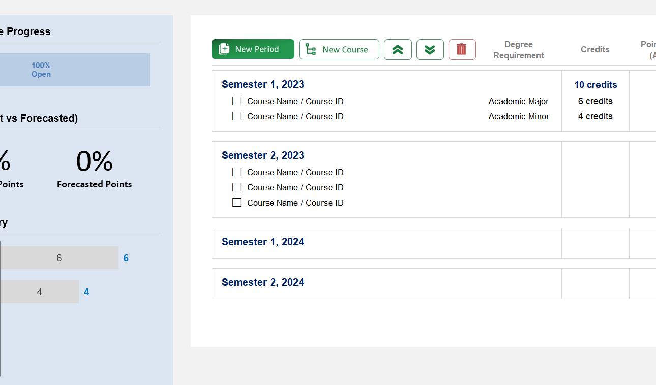 College Credit Planning Excel Template Default Image thumbnail image