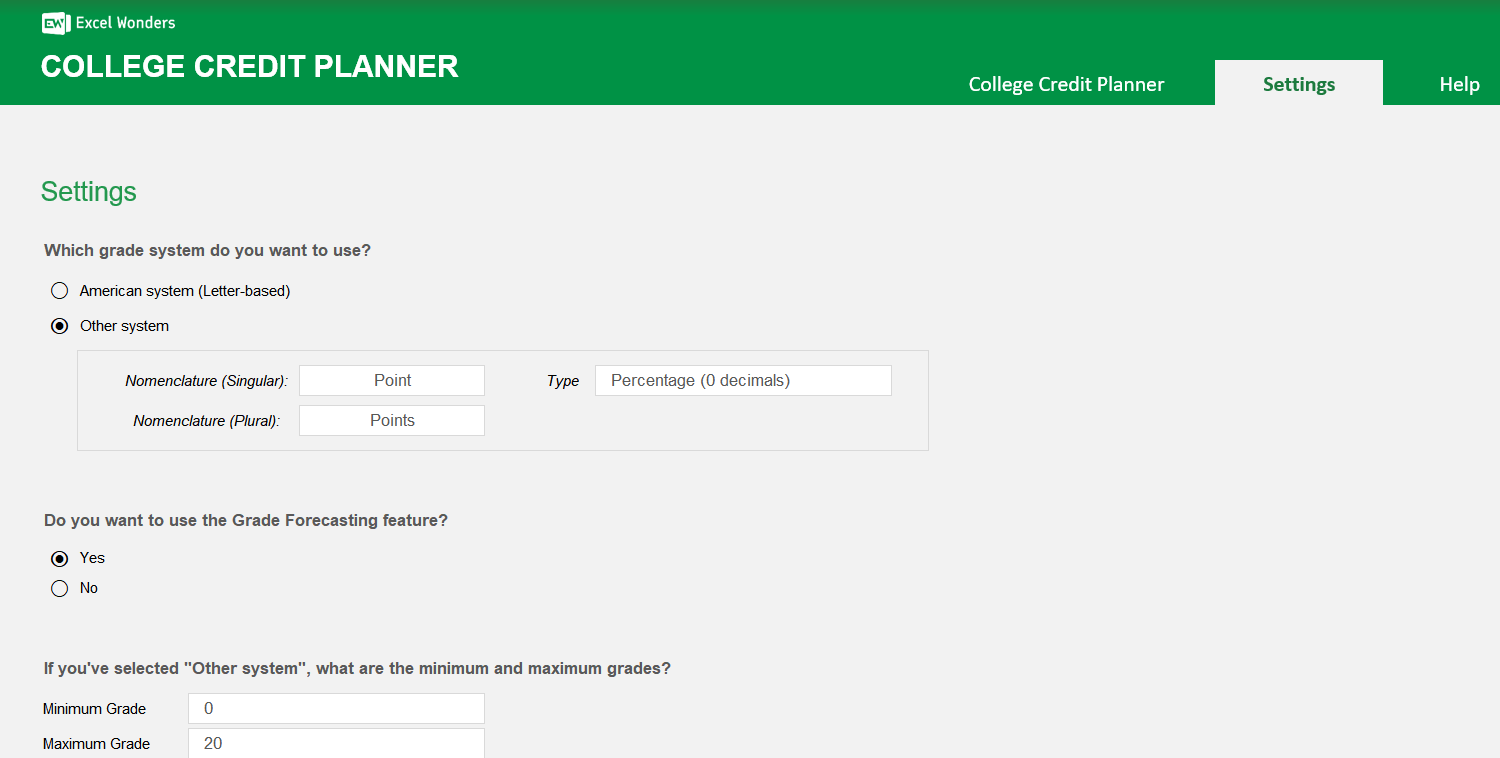 College Credit Planning Excel Template Image 4