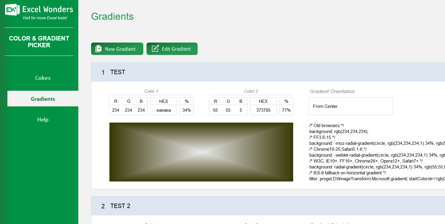 Color and Gradient Picker Excel Template Image 5