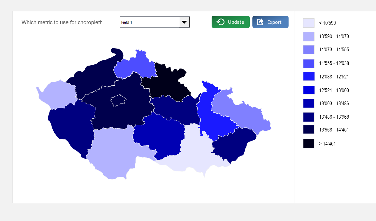 Czech Republic Choropleth Map Excel Template Default Image thumbnail image