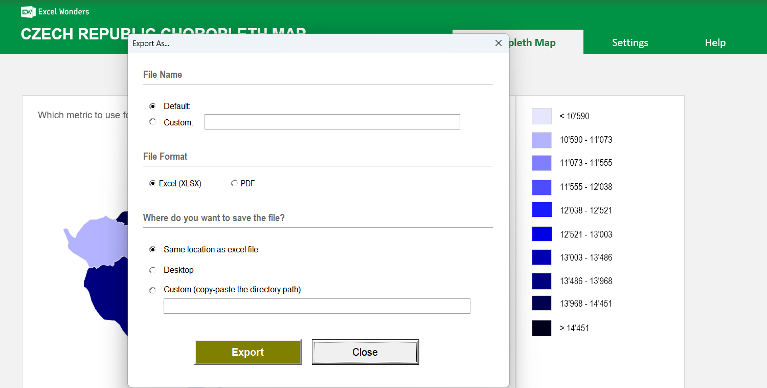 Czech Republic Choropleth Map Excel Template Image 5