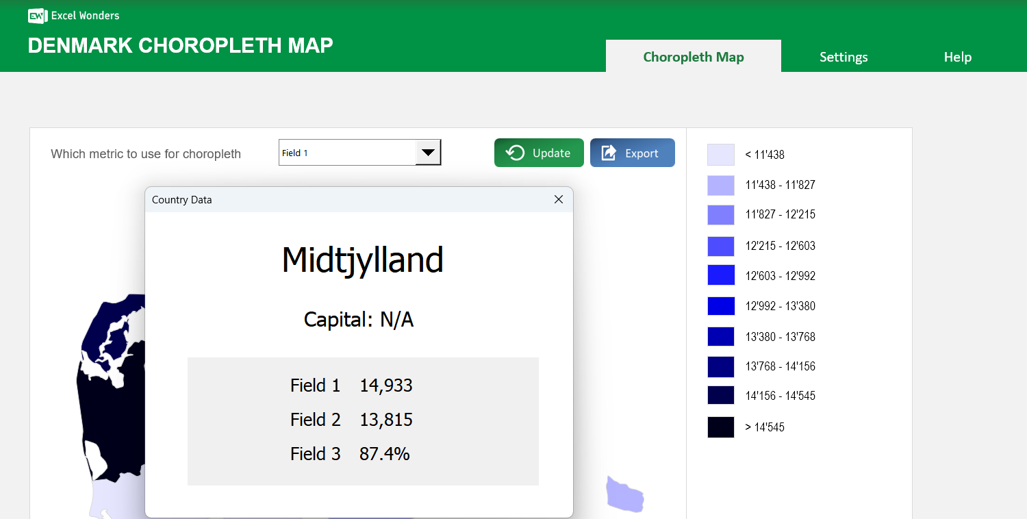 Denmark Choropleth Map Excel Template Image 3