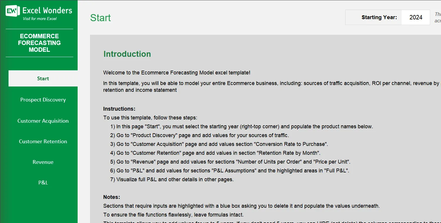 Ecommerce Forecasting Model Excel Template Image 4