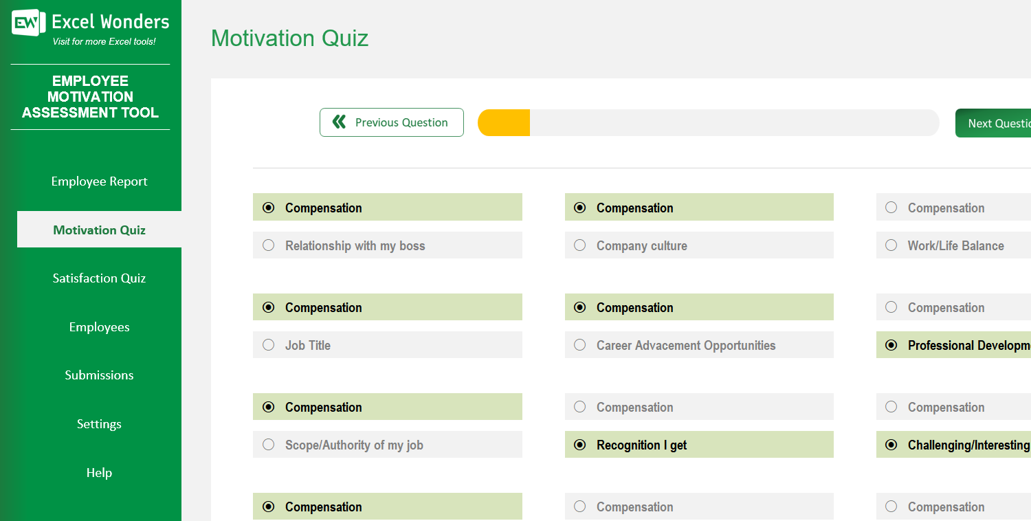 Employee Motivation Assessment Excel Template Image 3