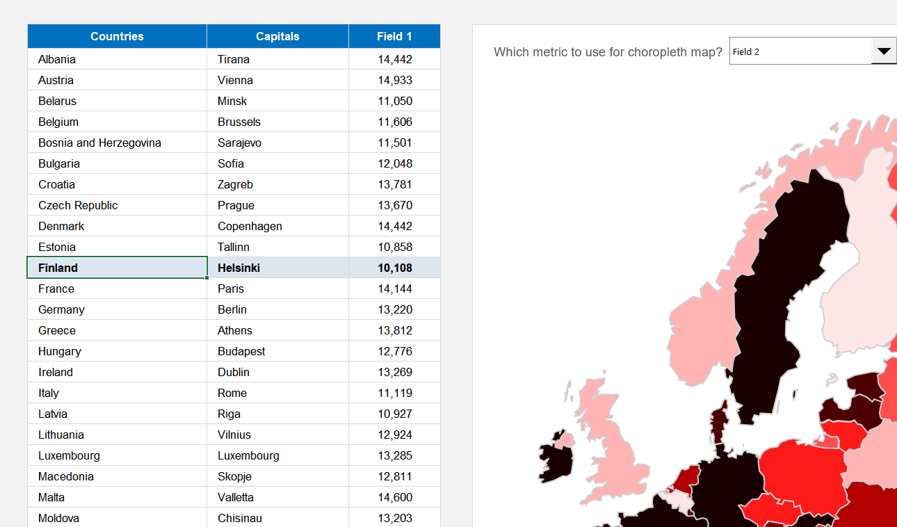Europe Choropleth Map Excel Template Default Image thumbnail image