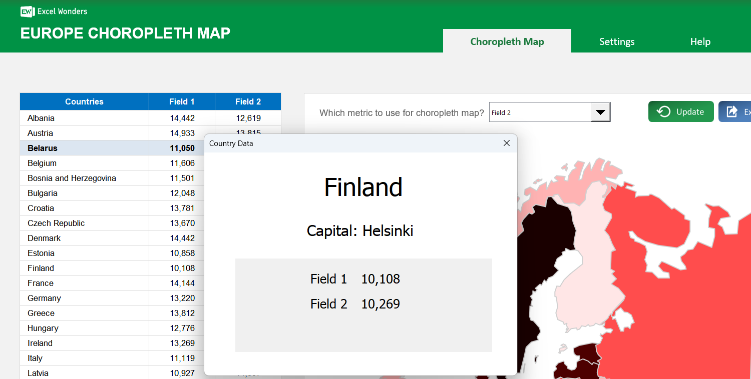 Europe Choropleth Map Excel Template Image 3