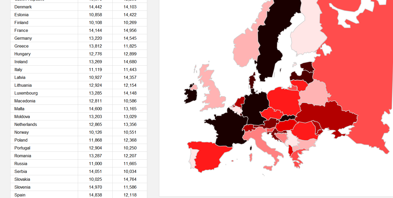 Europe Choropleth Map Excel Template Image 4