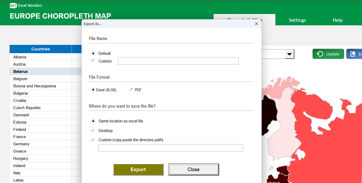 Europe Choropleth Map Excel Template Image 5