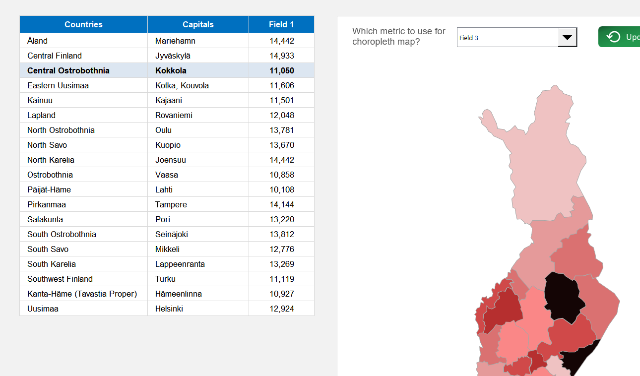 Finland Choropleth Map Excel Template Default Image thumbnail image