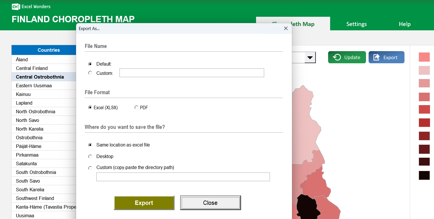 Finland Choropleth Map Excel Template Image 5