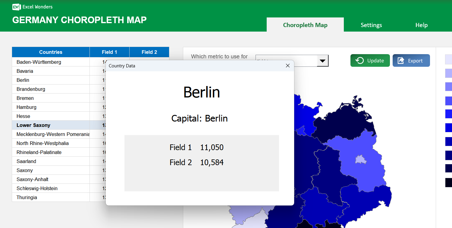 Germany Choropleth Map Excel Template Image 3