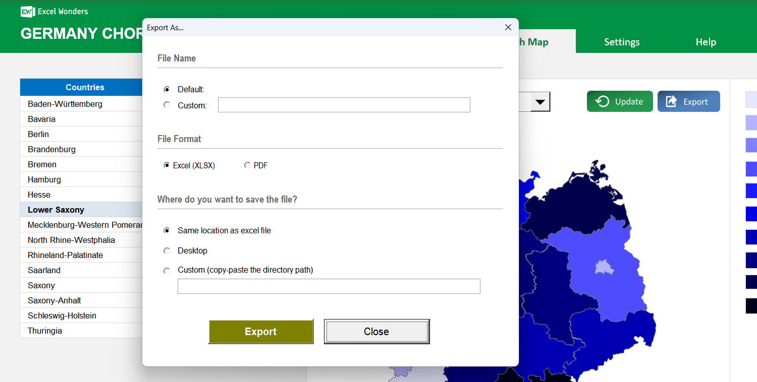 Germany Choropleth Map Excel Template Image 5