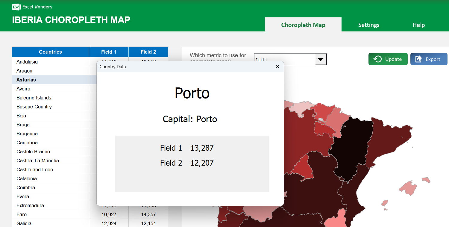 Iberia Choropleth Map Excel Template Image 3