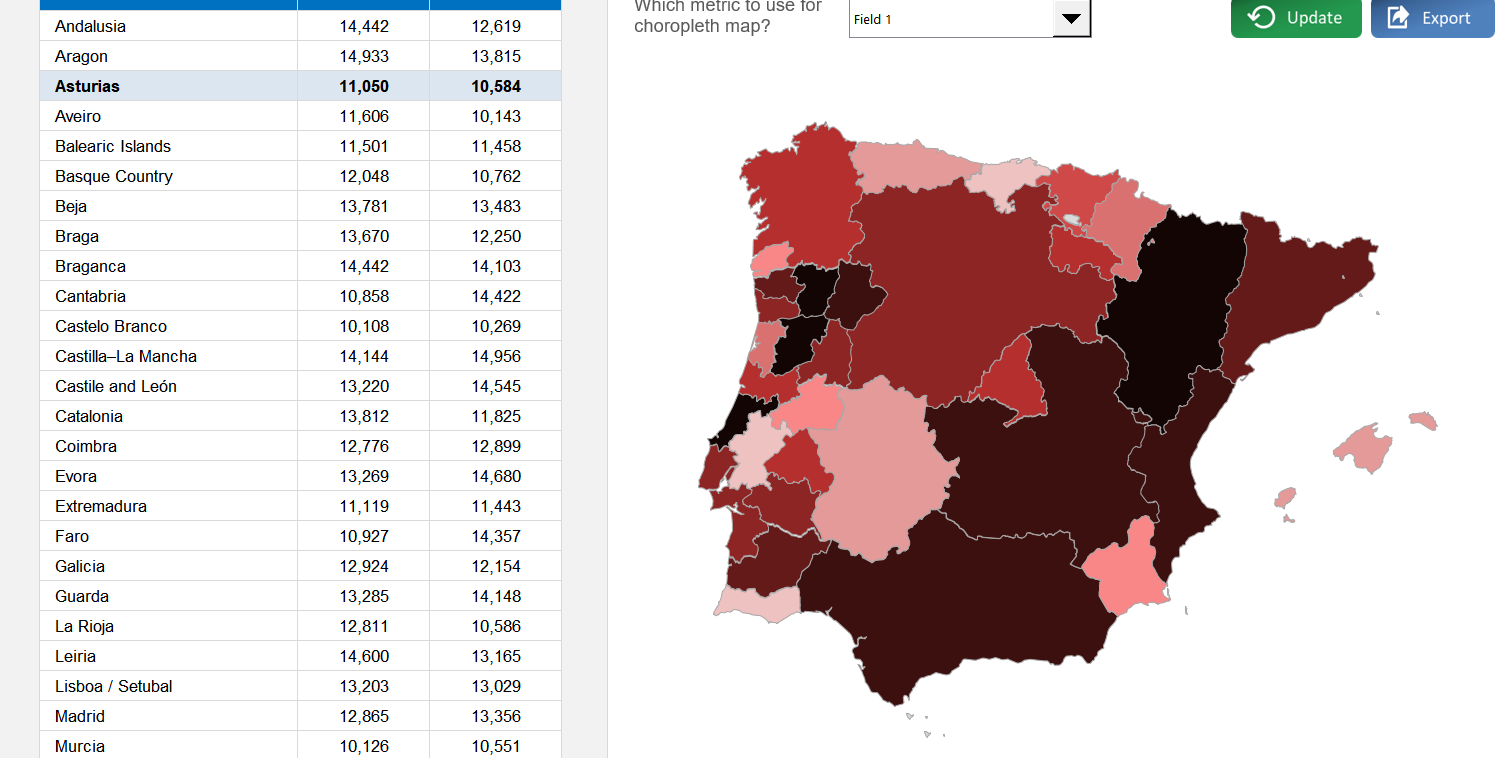 Iberia Choropleth Map Excel Template Image 4