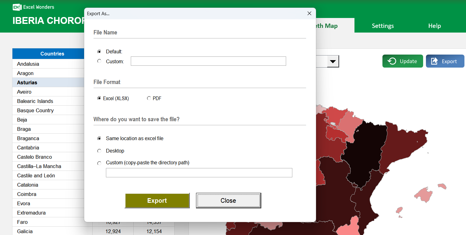 Iberia Choropleth Map Excel Template Image 5