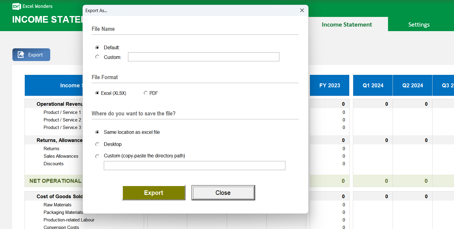 Income Statement Pro Excel Template Image 5