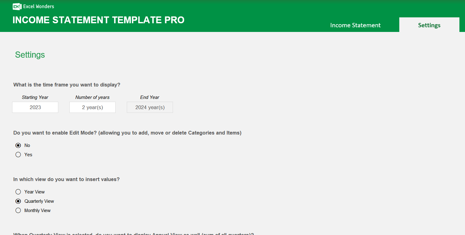 Income Statement Pro Excel Template Image 6