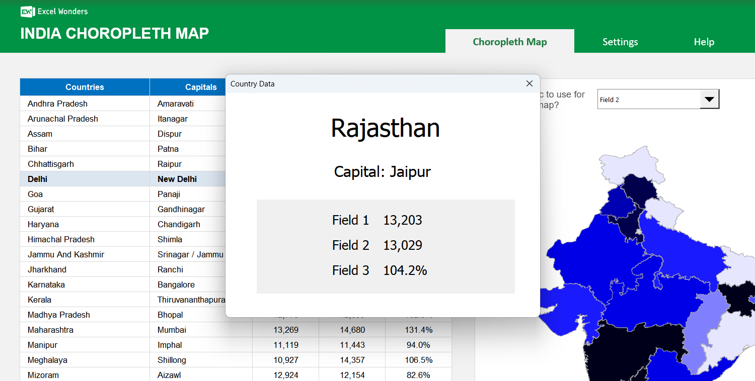 India Choropleth Map Excel Template Image 3